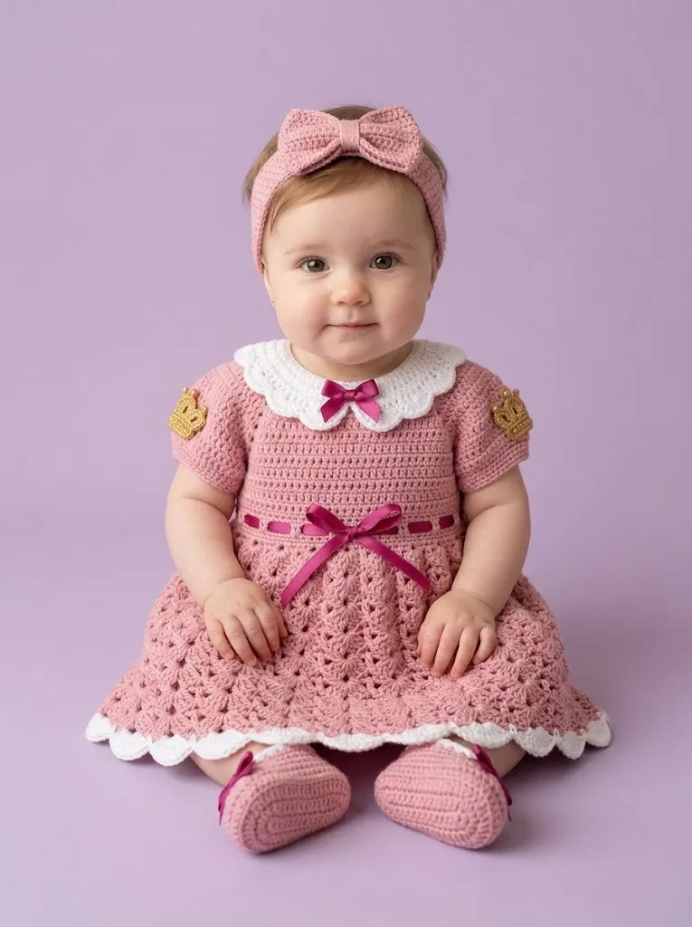 Aurora Pink Princess Baby Dress Free Crochet Pattern
