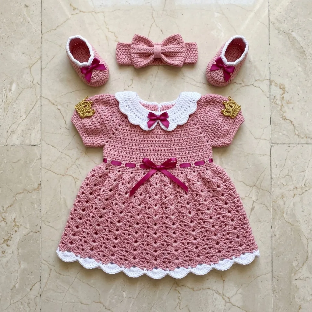 Aurora Pink Princess Baby Dress Free Crochet Pattern