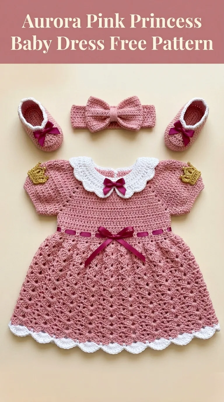 Aurora Pink Princess Baby Dress Free Crochet Pattern