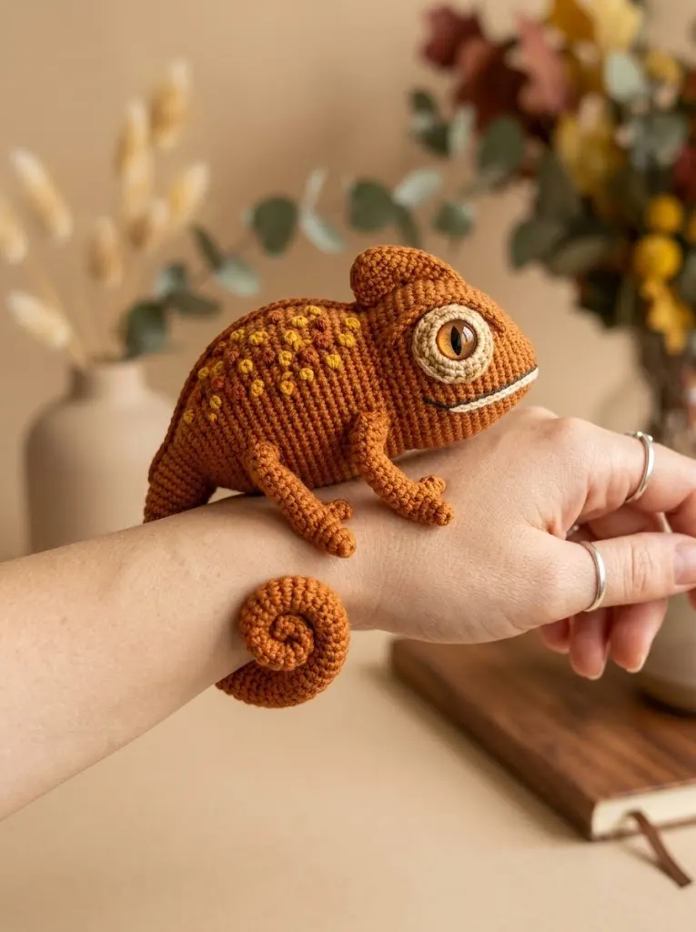 Autumn Spice Chameleon Amigurumi Free Crochet Pattern