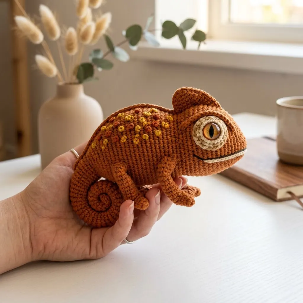 Autumn Spice Chameleon Amigurumi Free Crochet Pattern