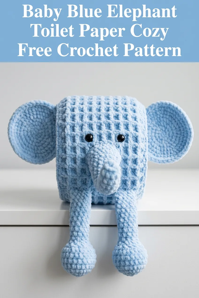 Baby Blue Elephant Toilet Paper Cozy Free Crochet Pattern
