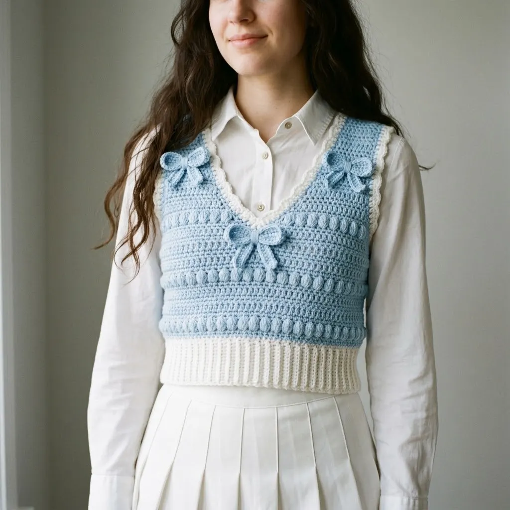 Baby Blue Ribbon Crochet Vest Free Crochet Pattern