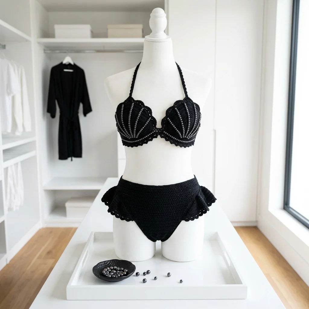 Black Pearl Gothic Shell Crochet Bikini Pattern