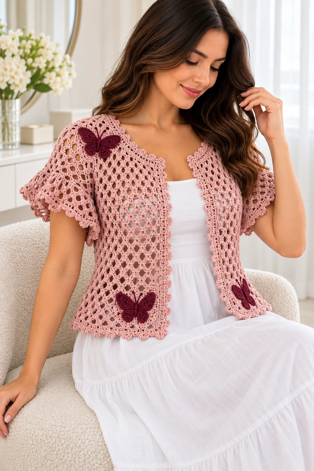 Blush Butterfly Cardigan Crochet Pattern