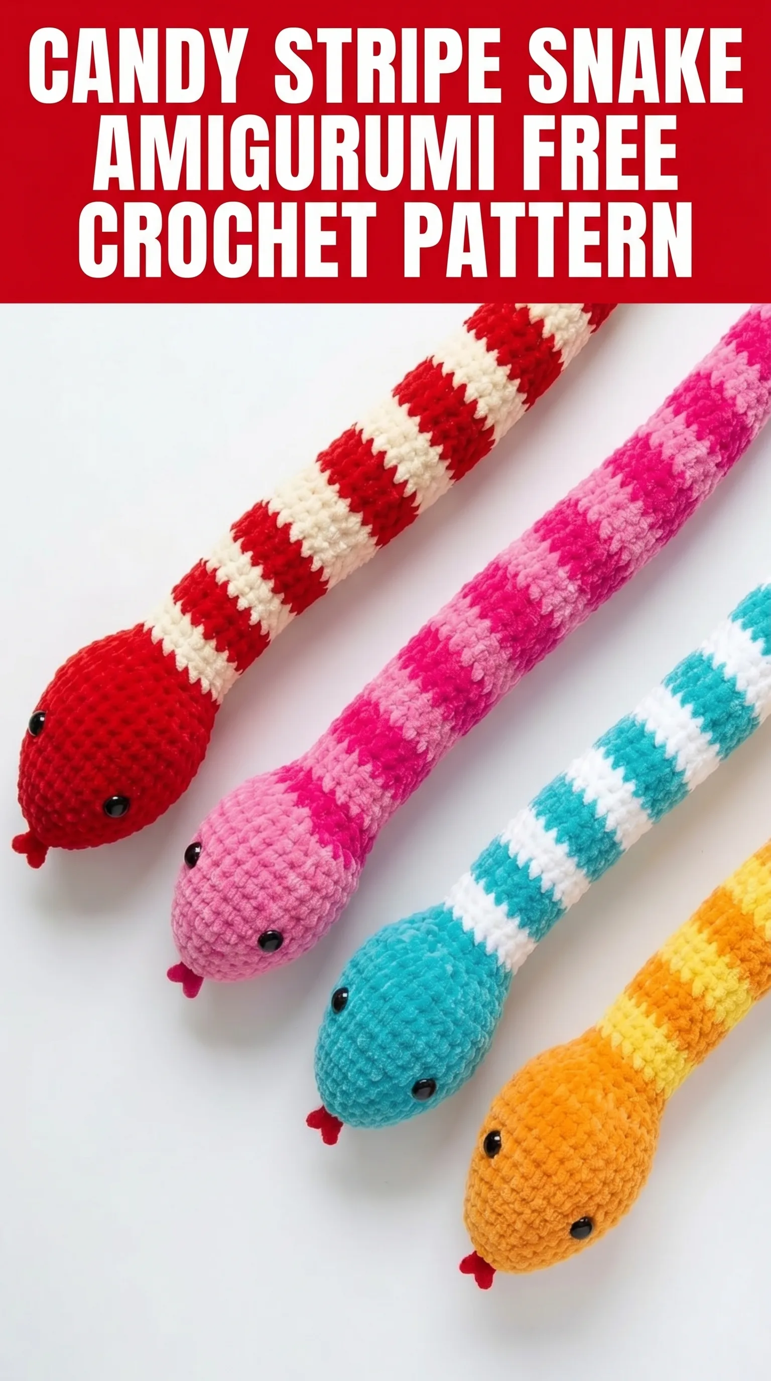 Candy Stripe Snake Amigurumi Free Crochet Pattern