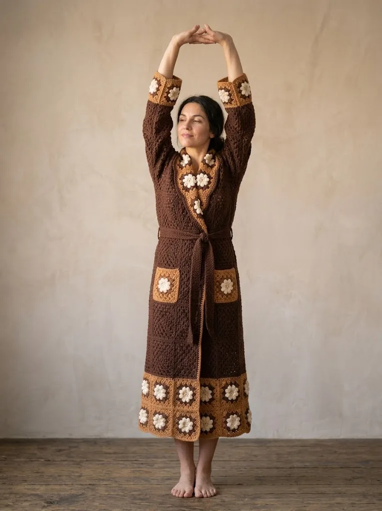Chocolate Caramel Cozy Crochet Robe Free Pattern