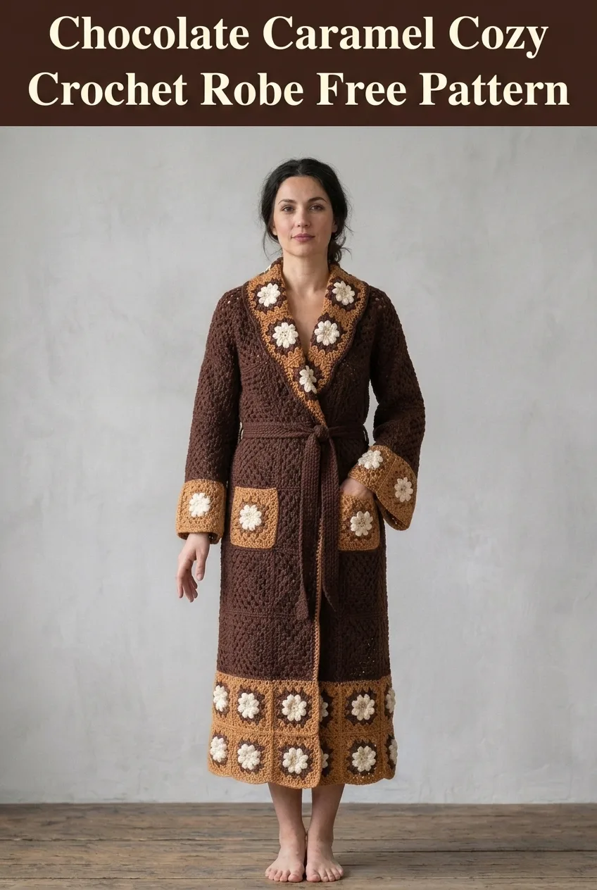 Chocolate Caramel Cozy Crochet Robe Free Pattern