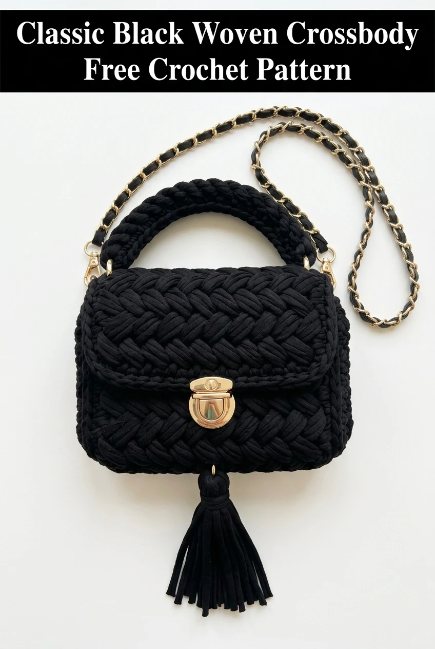 Classic Black Woven Crossbody Free Crochet Pattern