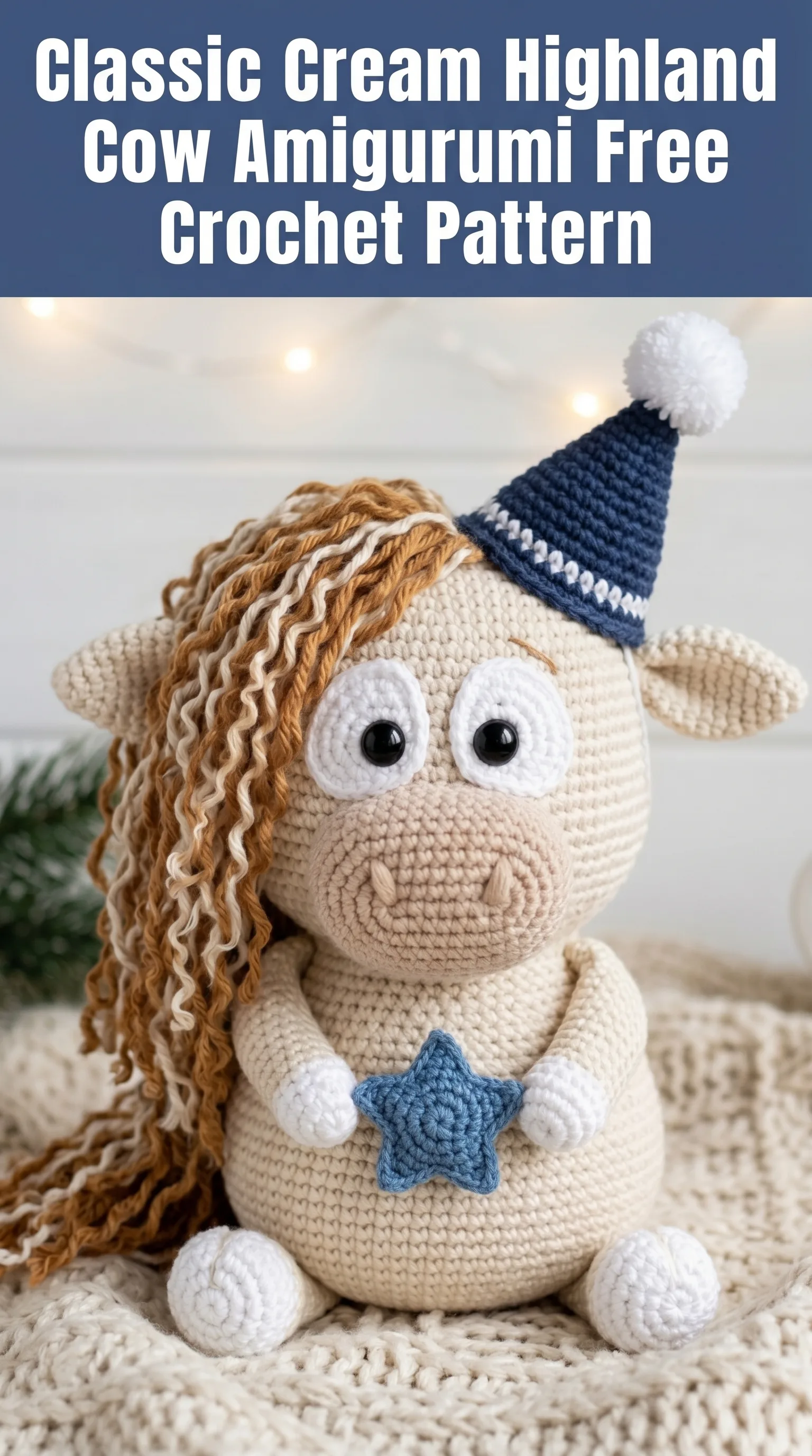 Classic Cream Highland Cow Amigurumi Free Crochet Pattern