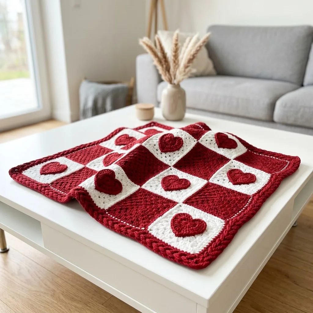 Classic Red Heart Valentine Baby Blanket Free Crochet Pattern