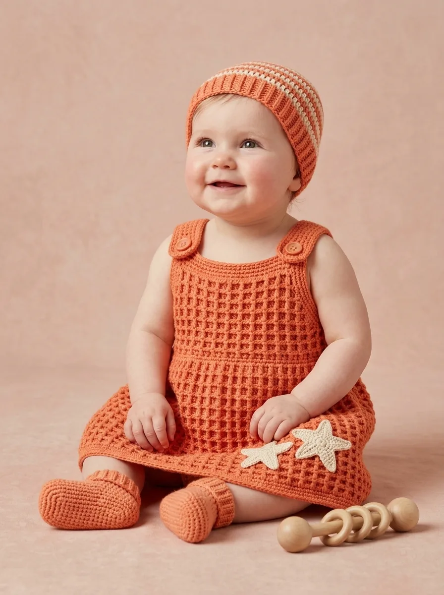 Coral Reef Baby Crochet Pinafore Free Pattern