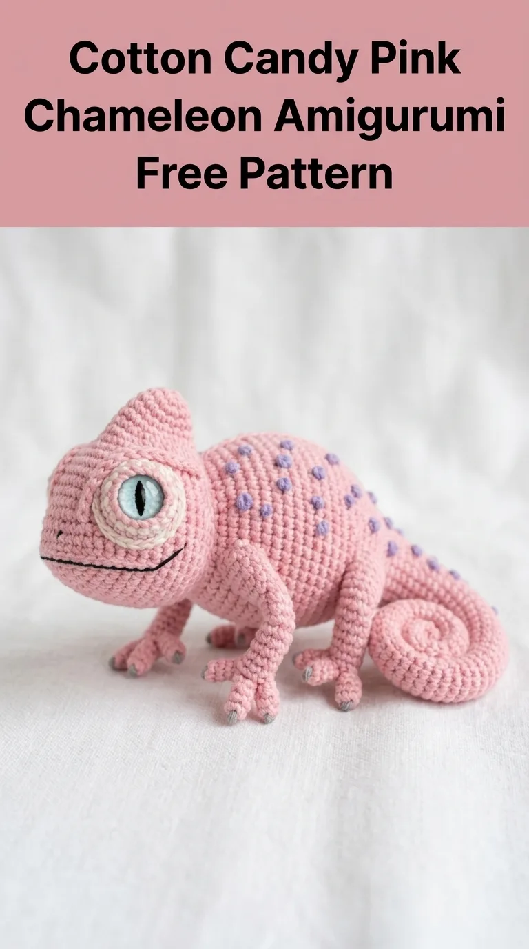 Cotton Candy Pink Chameleon Amigurumi Free Crochet Pattern