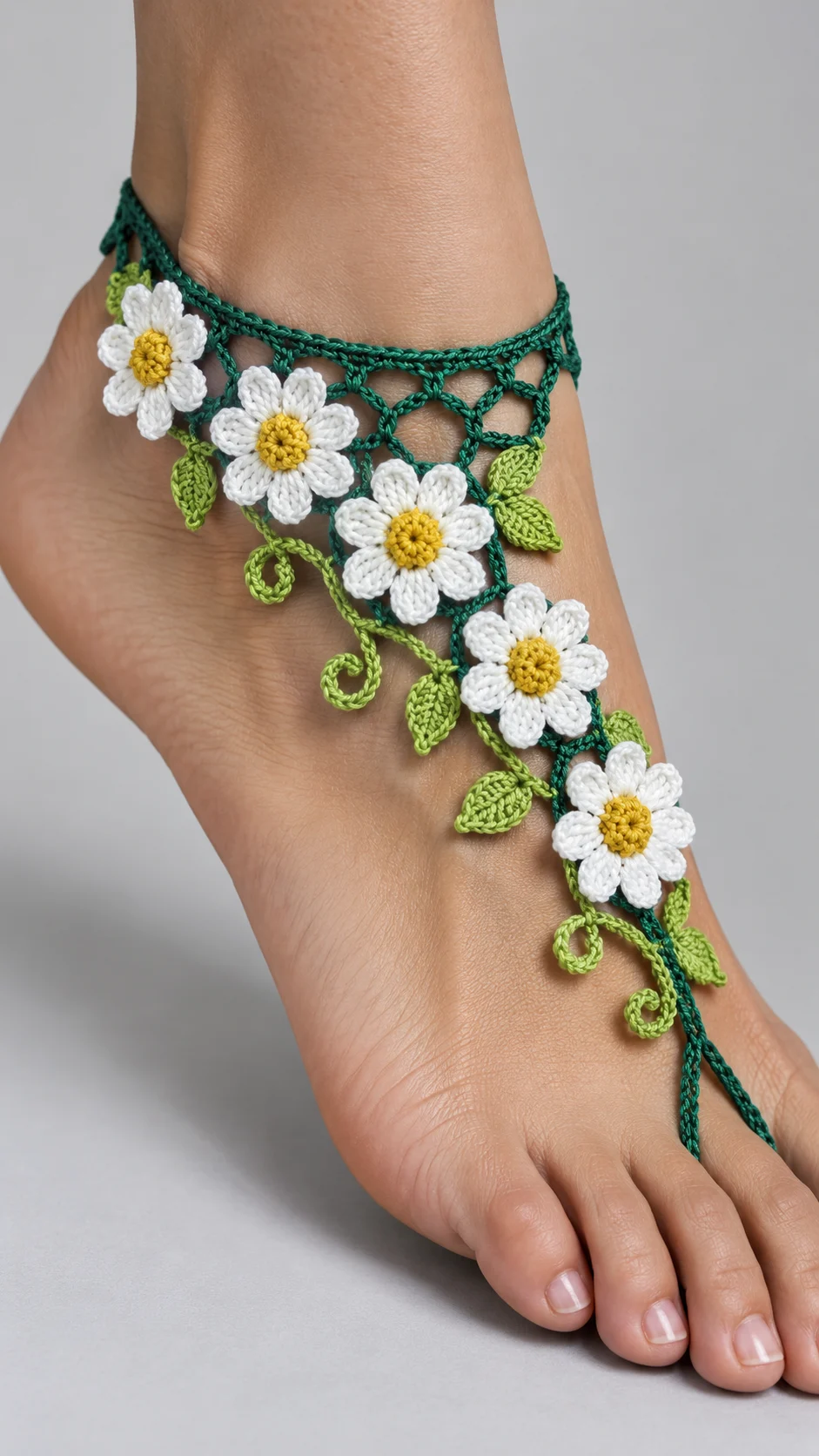 Daisy Meadow Anklet Crochet Pattern
