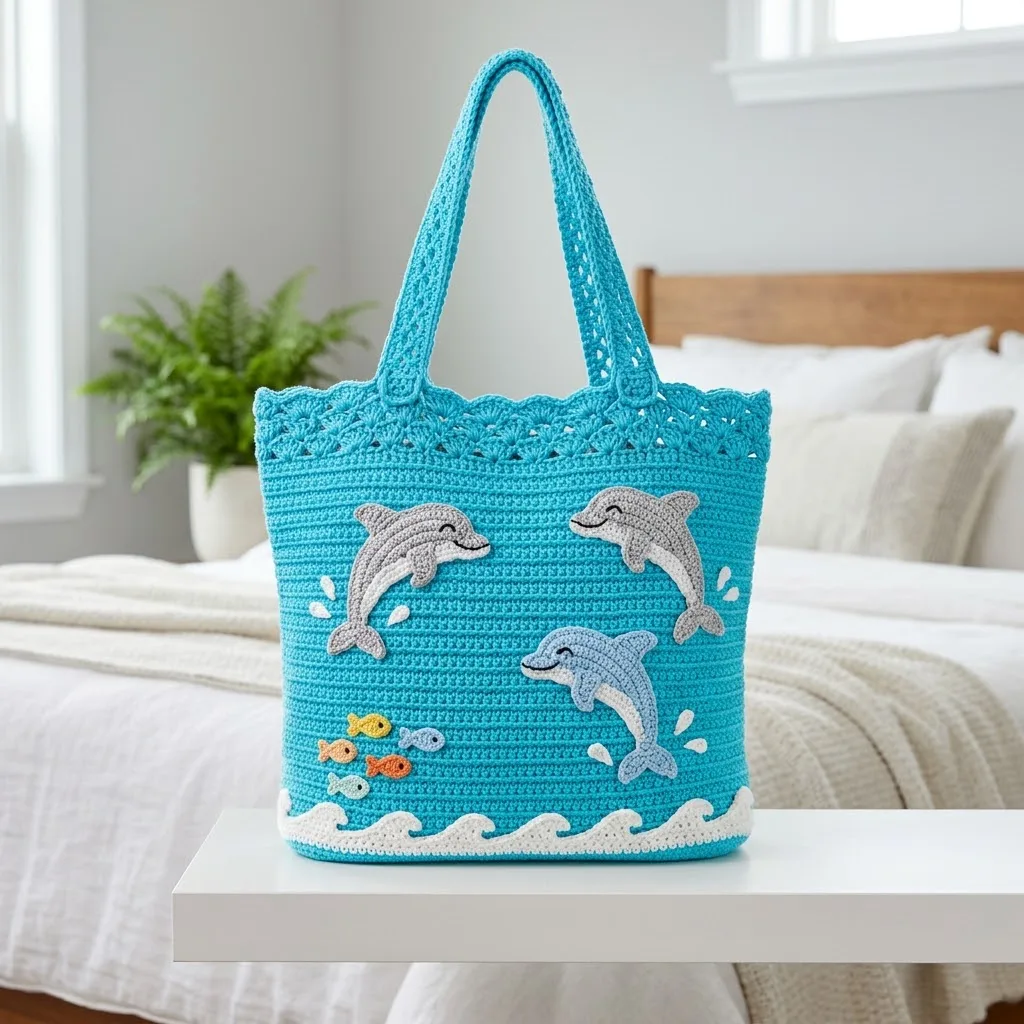 Dolphin Pod Crochet Summer Bag Free Pattern