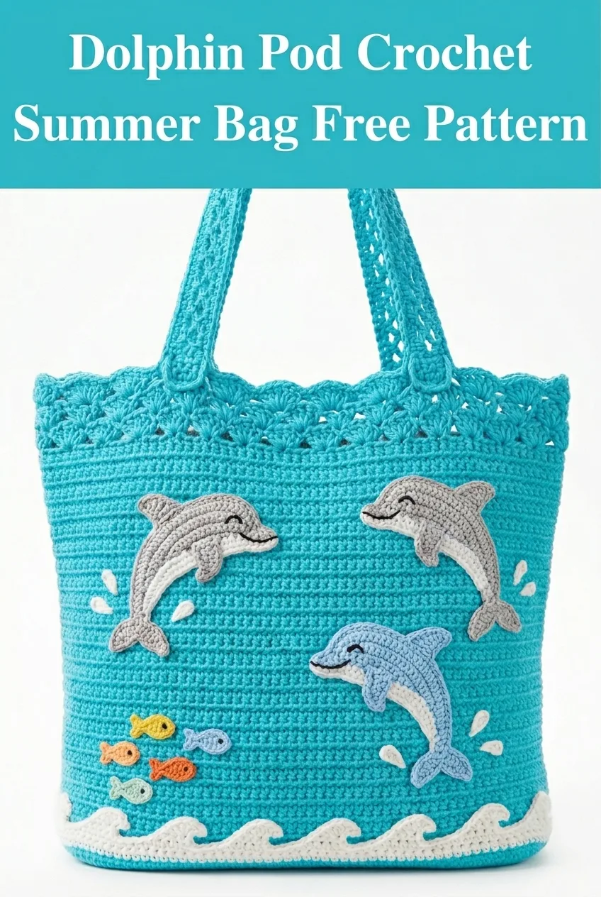 Dolphin Pod Crochet Summer Bag Free Pattern