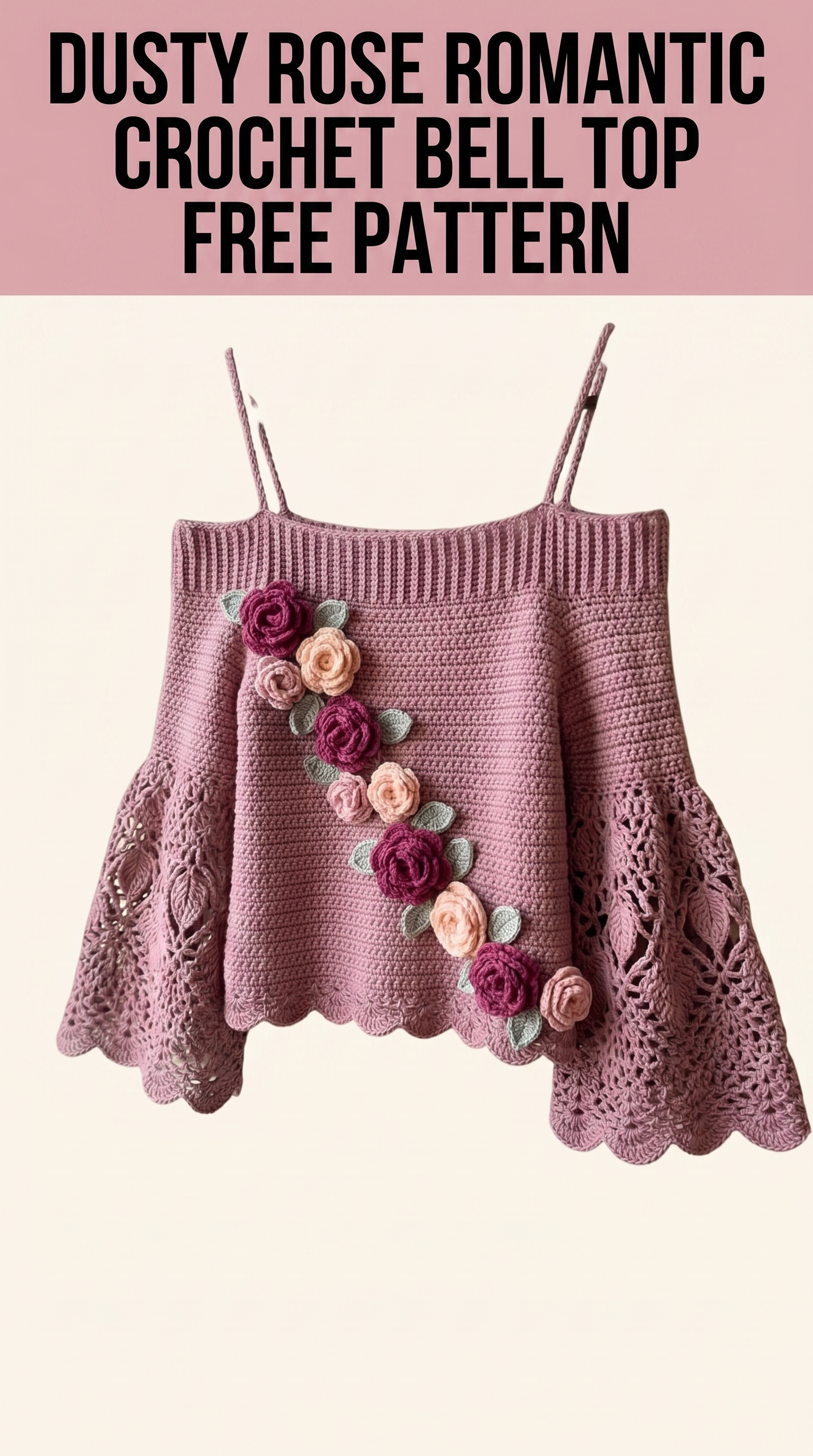 Dusty Rose Romantic Crochet Bell Top Free Pattern