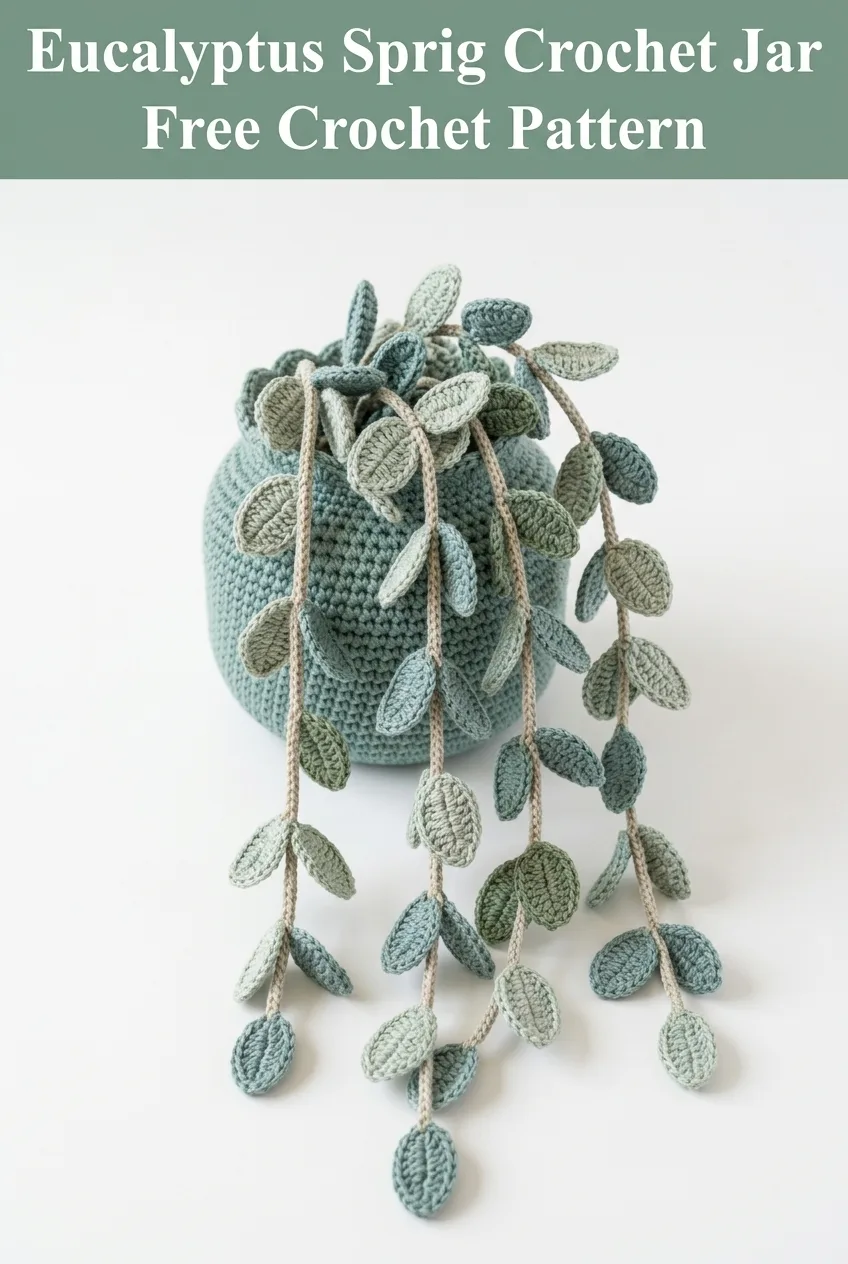 Eucalyptus Sprig Crochet Jar Free Crochet Pattern
