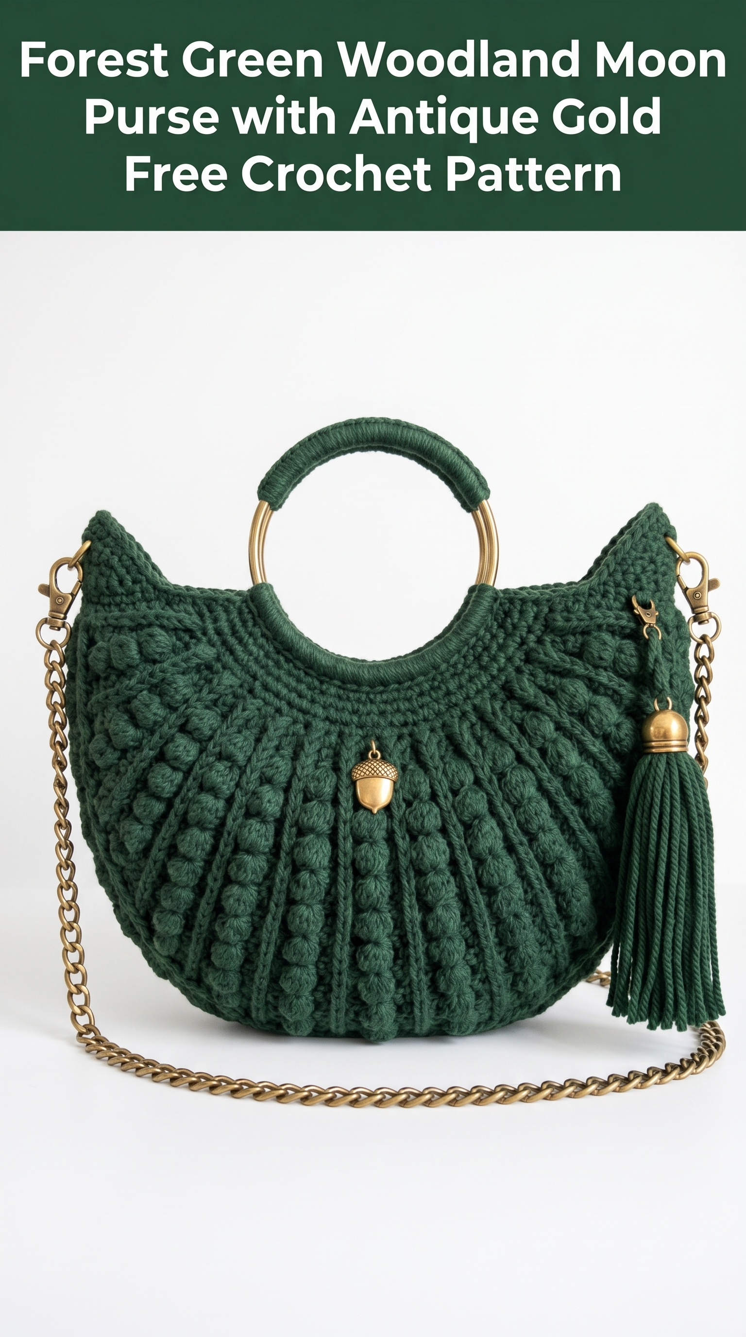 Forest Green Woodland Moon Purse with Antique Gold Free Crochet Pattern