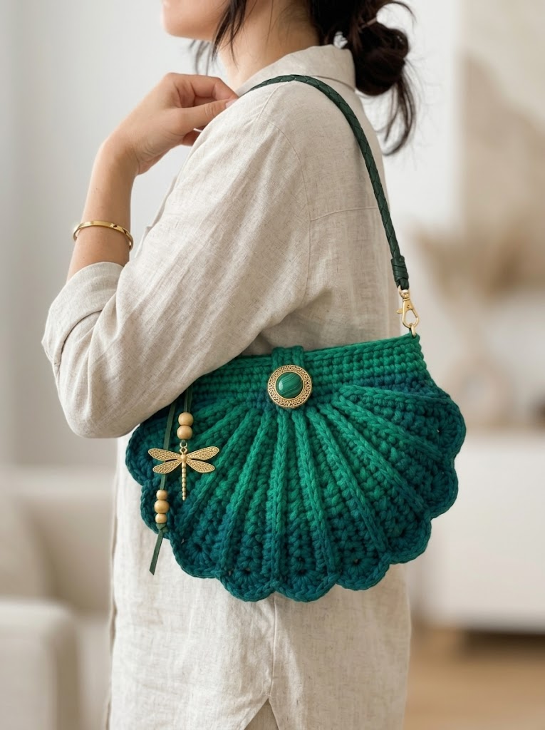 Forest Jewel Tone Shell Crossbody Free Crochet Pattern