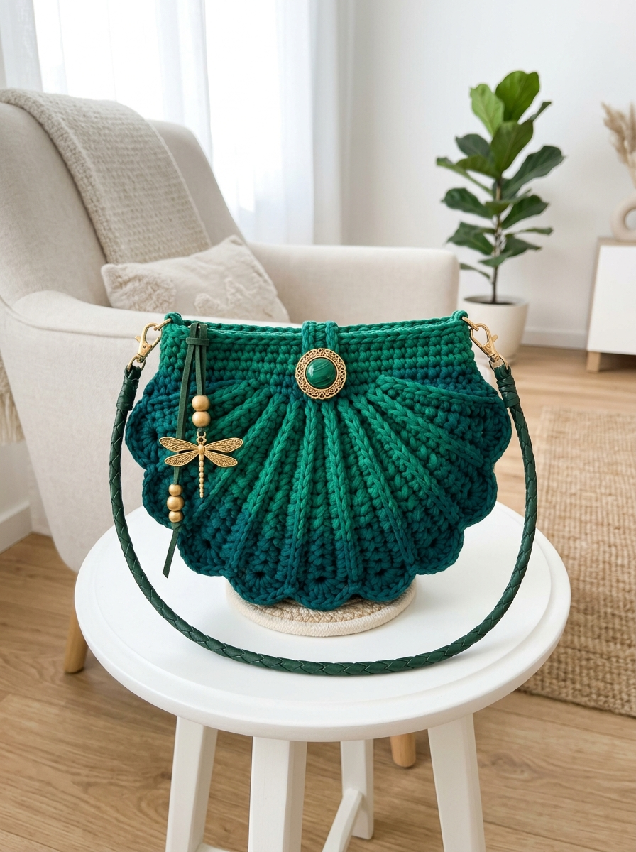 Forest Jewel Tone Shell Crossbody Free Crochet Pattern