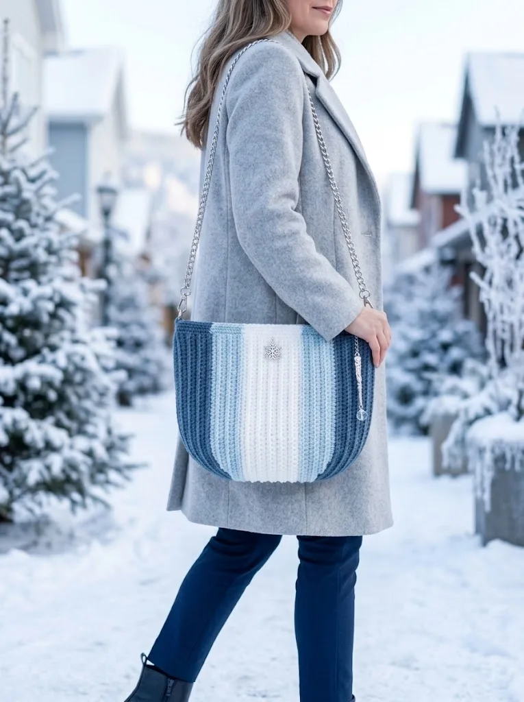 Icy Blue Winter Frost Bag Free Crochet Pattern