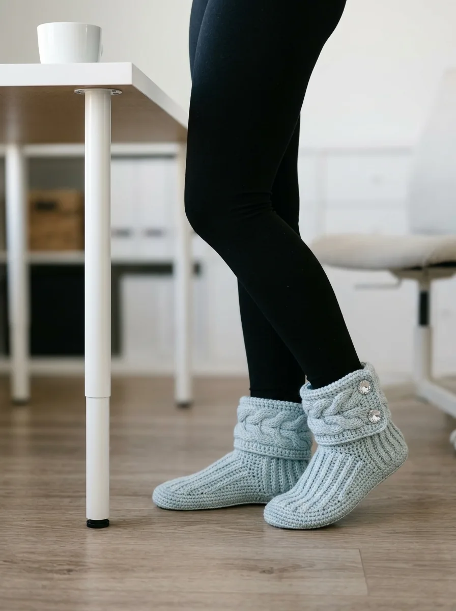 Icy Blue Winter Frost Slipper Boots Free Crochet Pattern