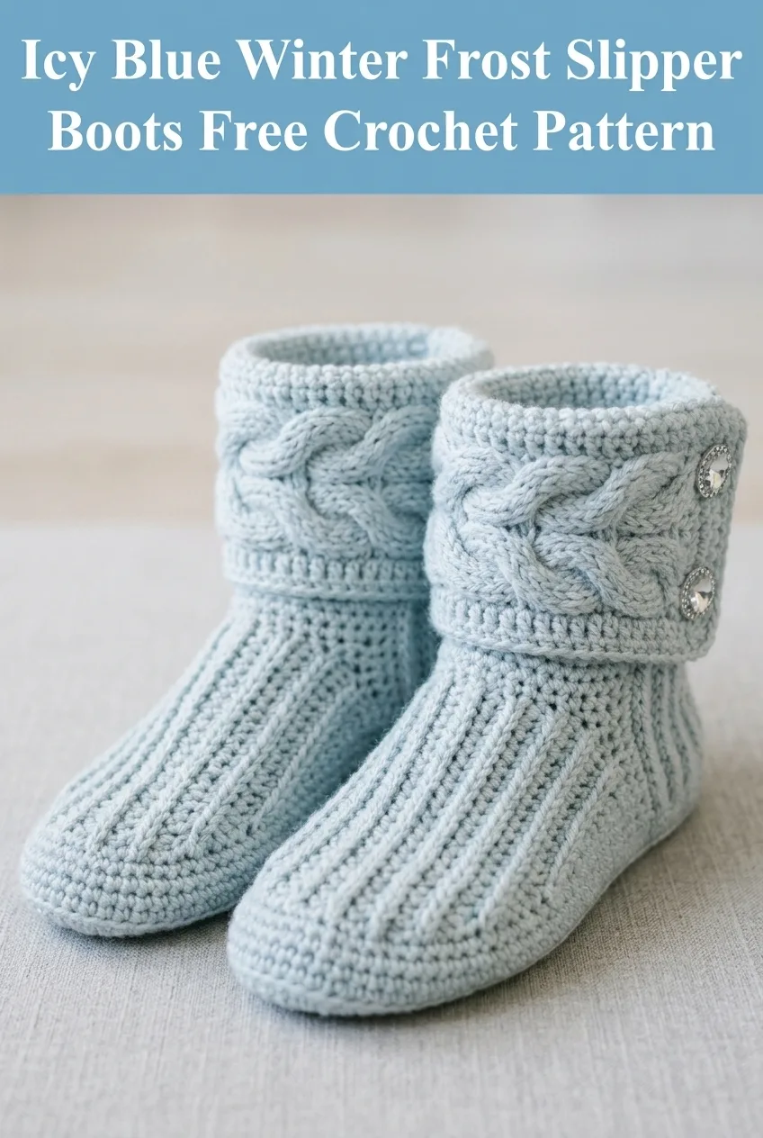 Icy Blue Winter Frost Slipper Boots Free Crochet Pattern