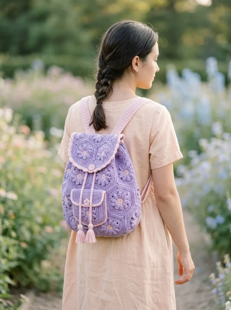 Lavender Fields Purple Granny Backpack Crochet Pattern