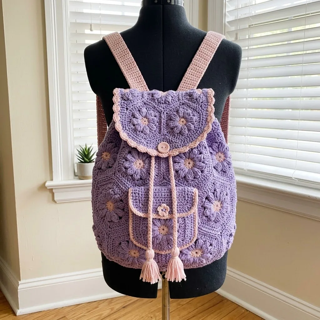 Lavender Fields Purple Granny Backpack Crochet Pattern