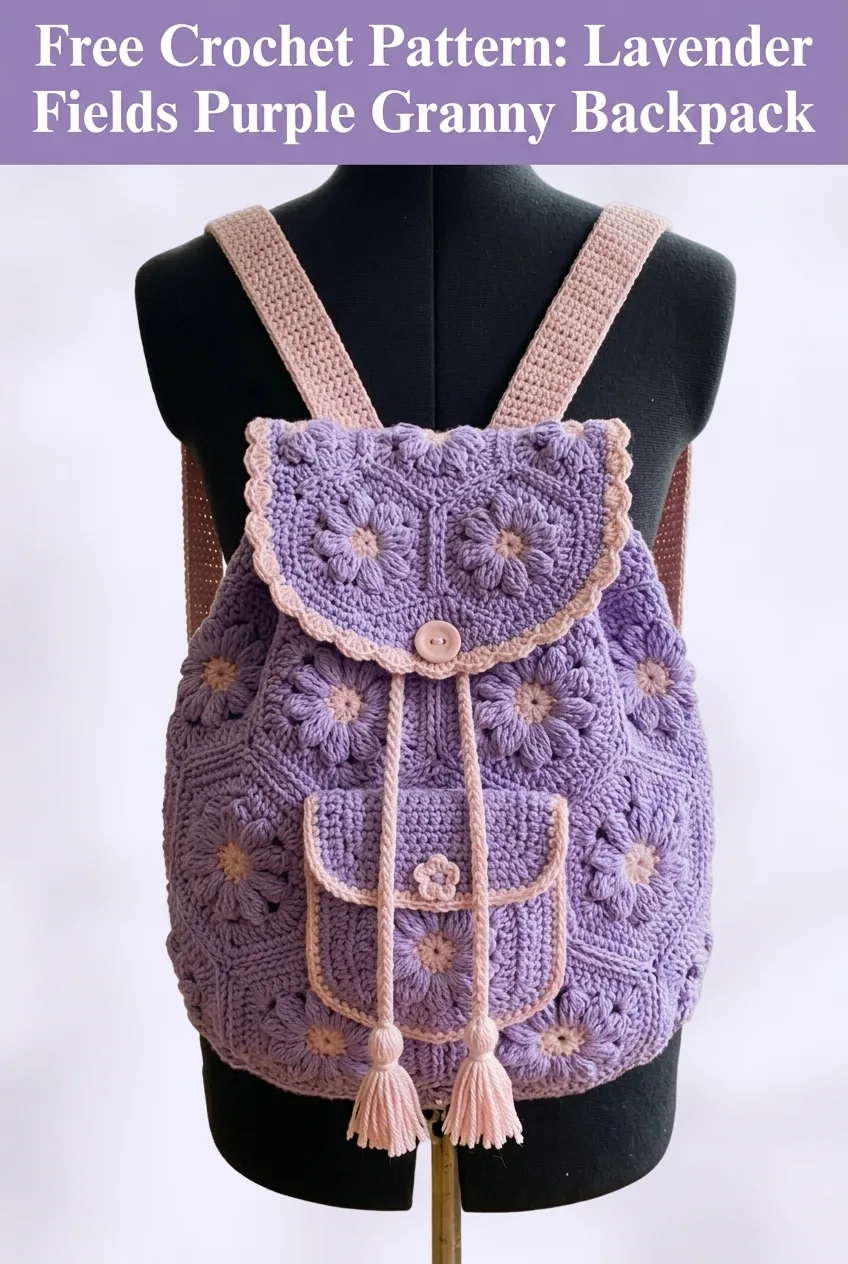 Lavender Fields Purple Granny Backpack Crochet Pattern