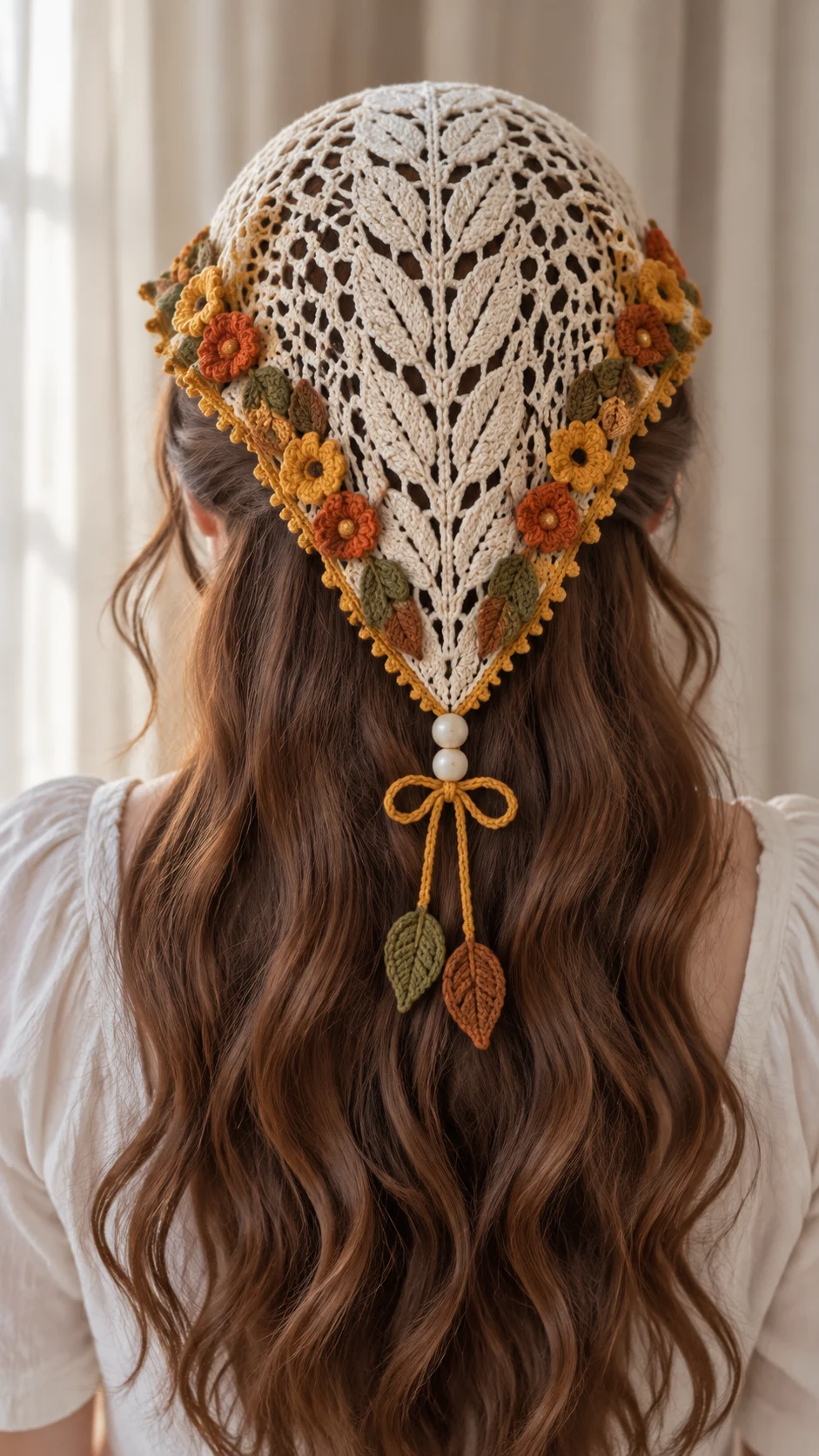 Marigold Leaf Hair Kerchief Crochet Pattern