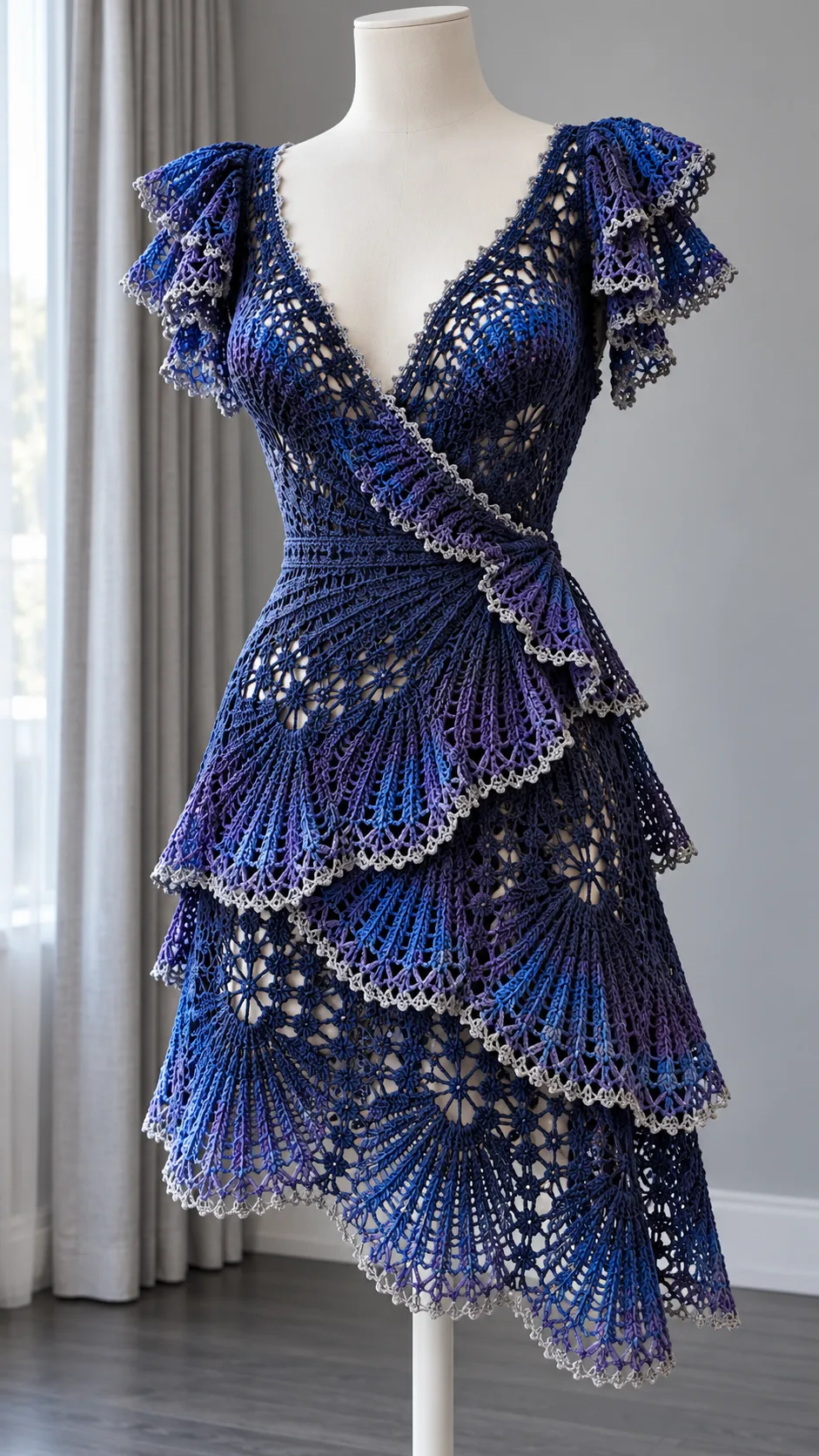 Midnight Galaxy Ruffle Dress Crochet Pattern