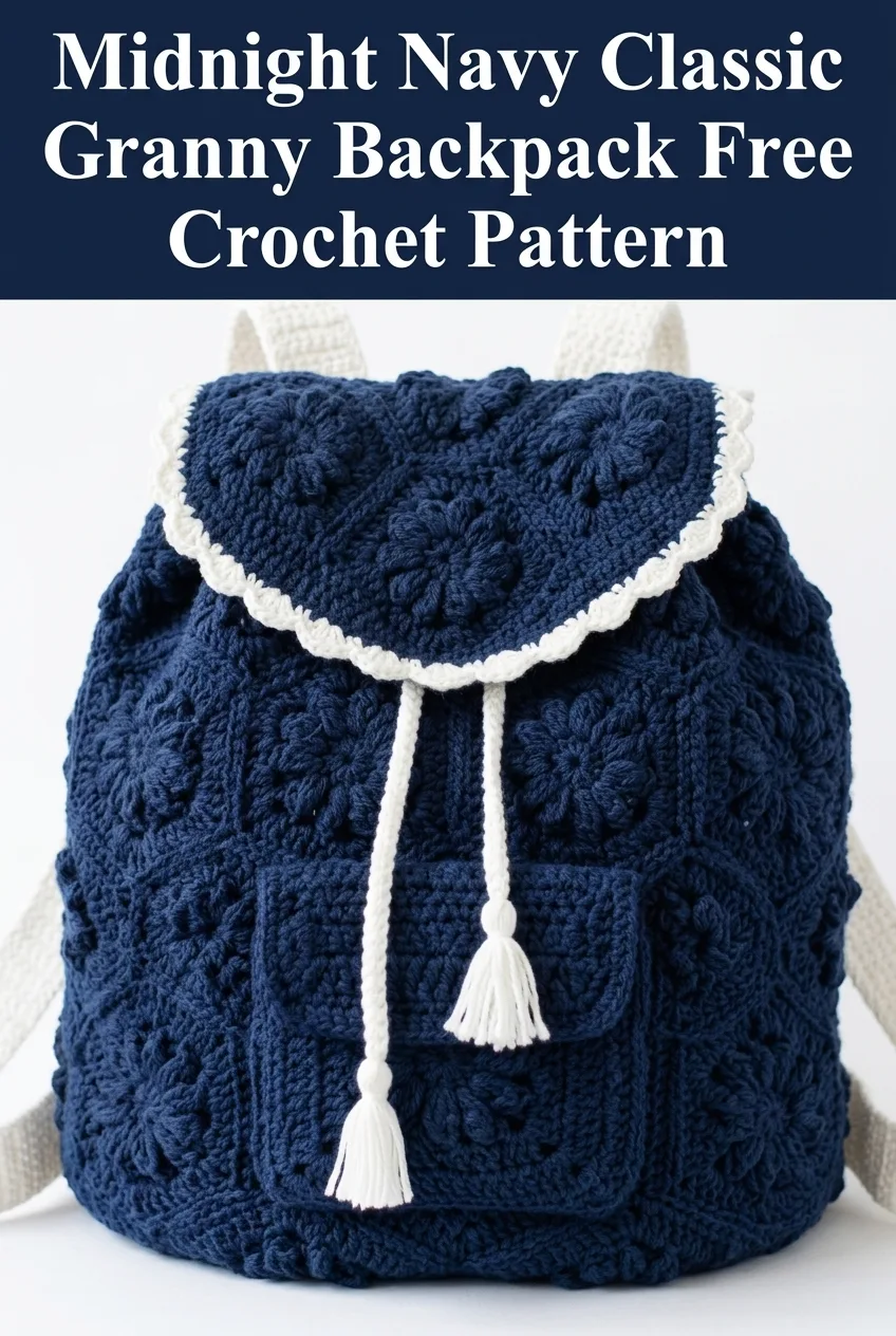 Midnight Navy Classic Granny Backpack Free Crochet Pattern