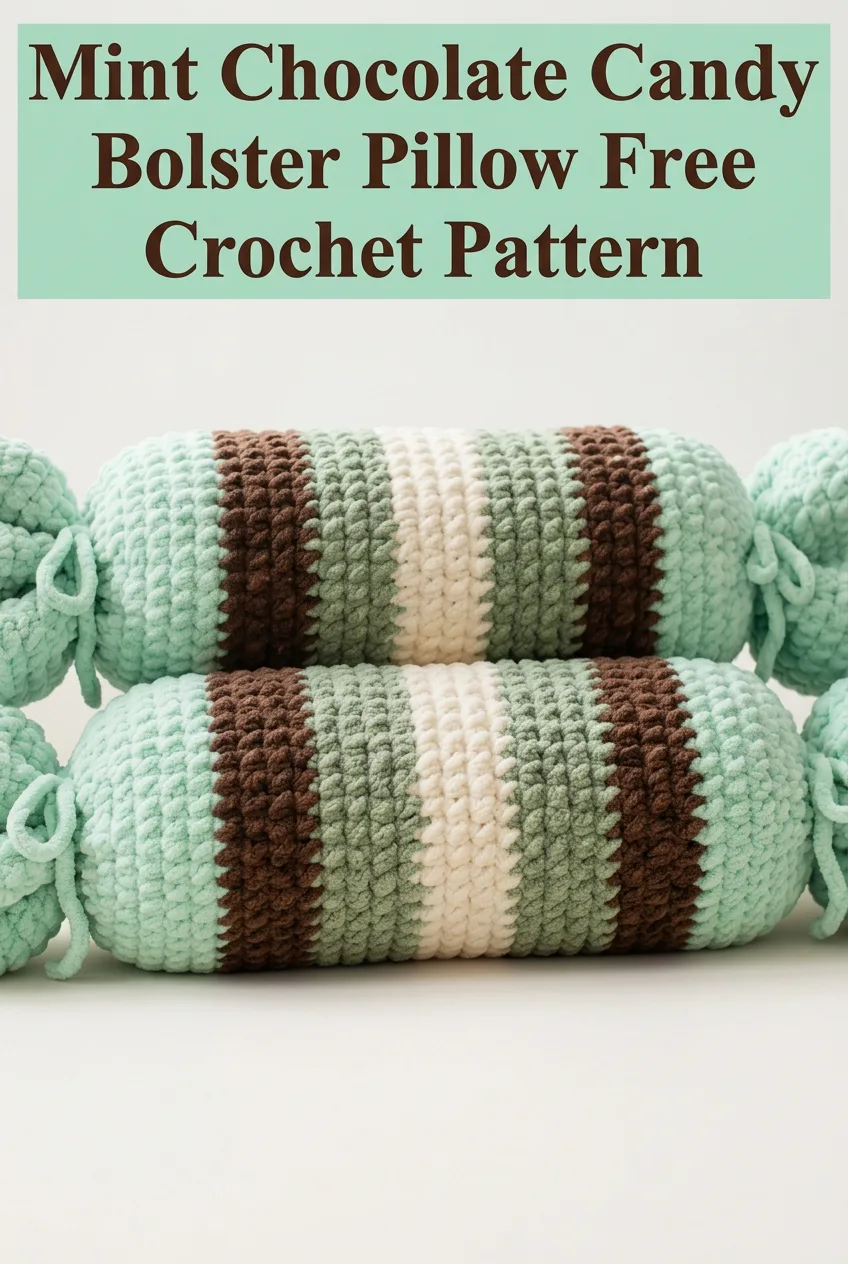 Mint Chocolate Candy Bolster Pillow Free Crochet Pattern