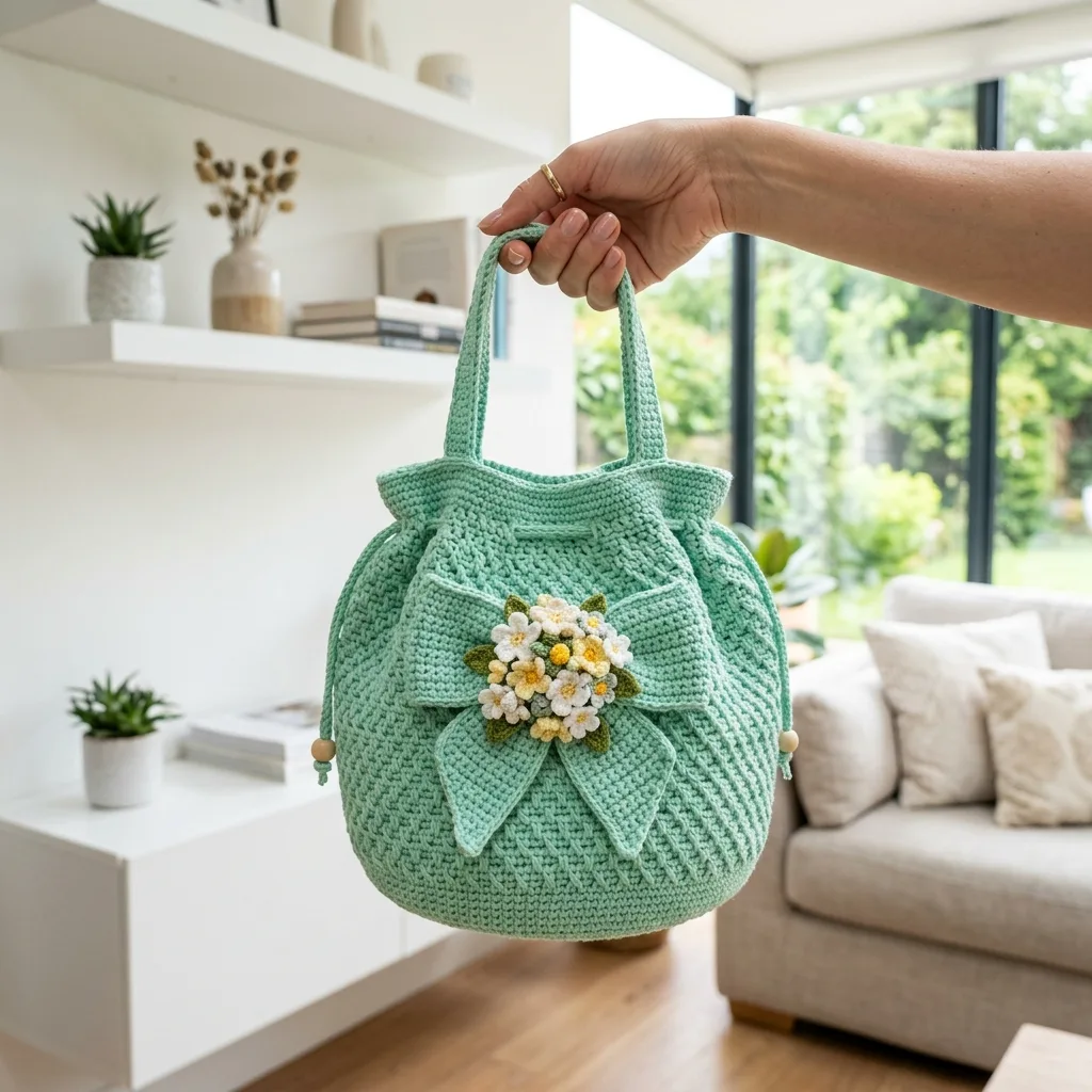 Mint Cottage Garden Bow Purse Crochet Pattern