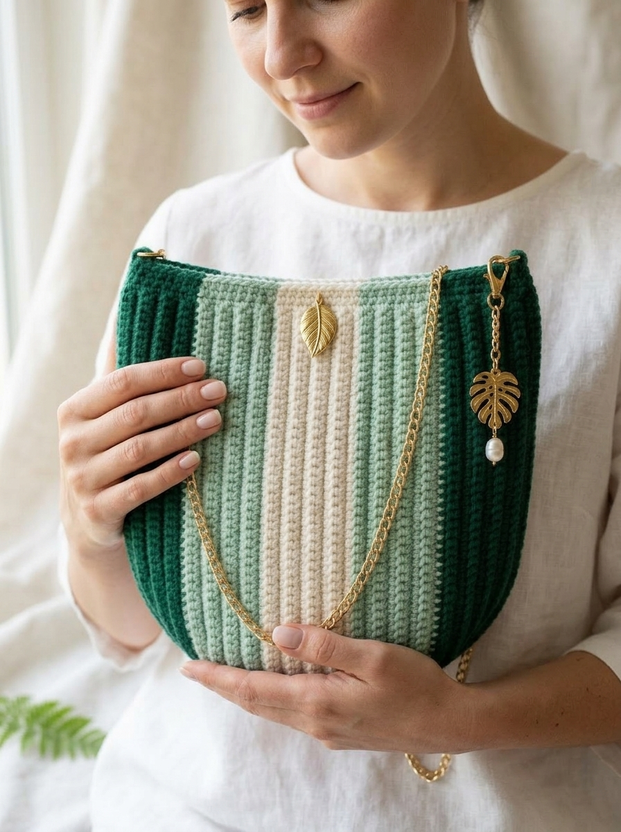 Mint Green Fresh Stripe Purse Free Crochet Pattern