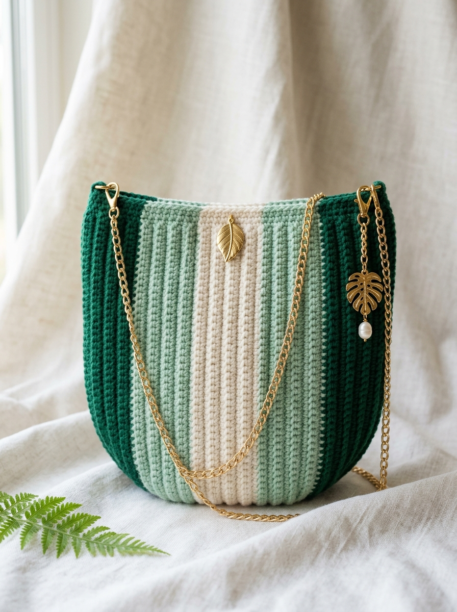 Mint Green Fresh Stripe Purse Free Crochet Pattern