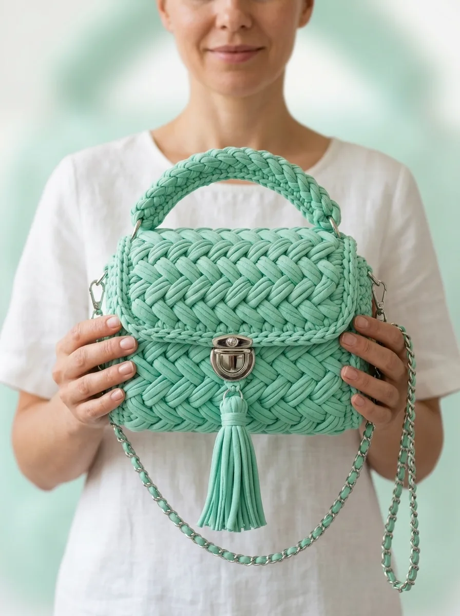 Mint Green Woven Bag on Vanity Free Pattern