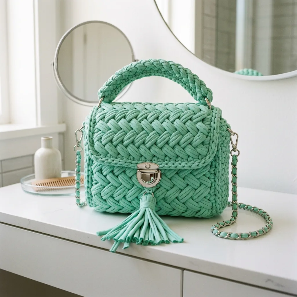 Mint Green Woven Bag on Vanity Free Pattern