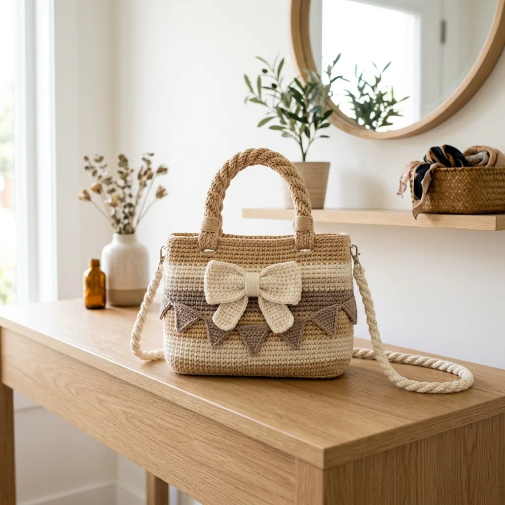 Neutral Boho Bow Purse Crochet Pattern