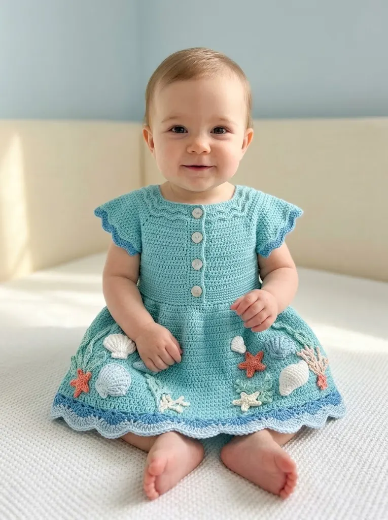 Ocean Wave Baby Dress Free Crochet Pattern