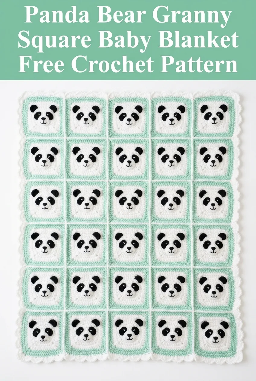 Panda Bear Granny Square Baby Blanket Free Crochet Pattern