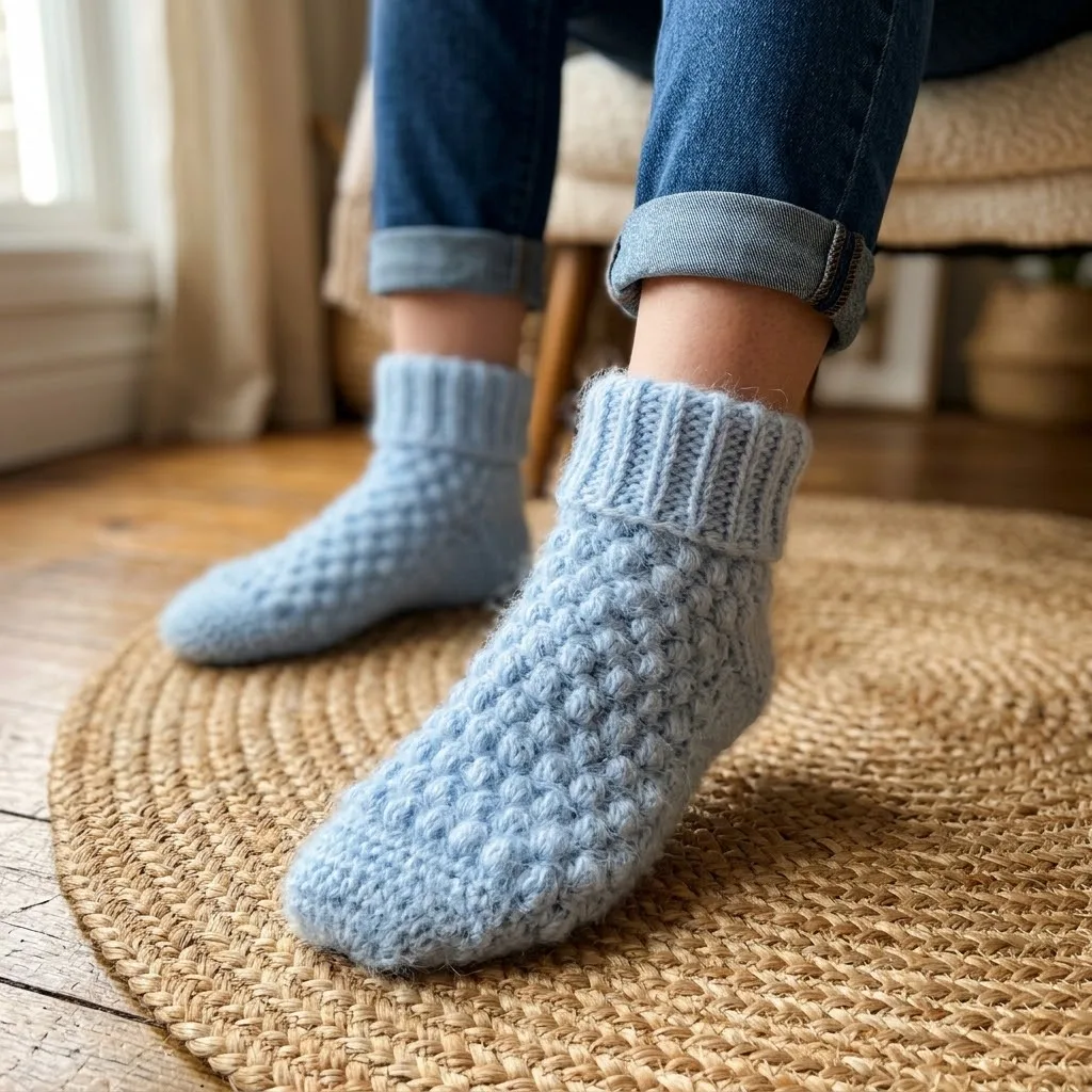 Powder Blue Cloud Soft Socks Free Crochet Pattern