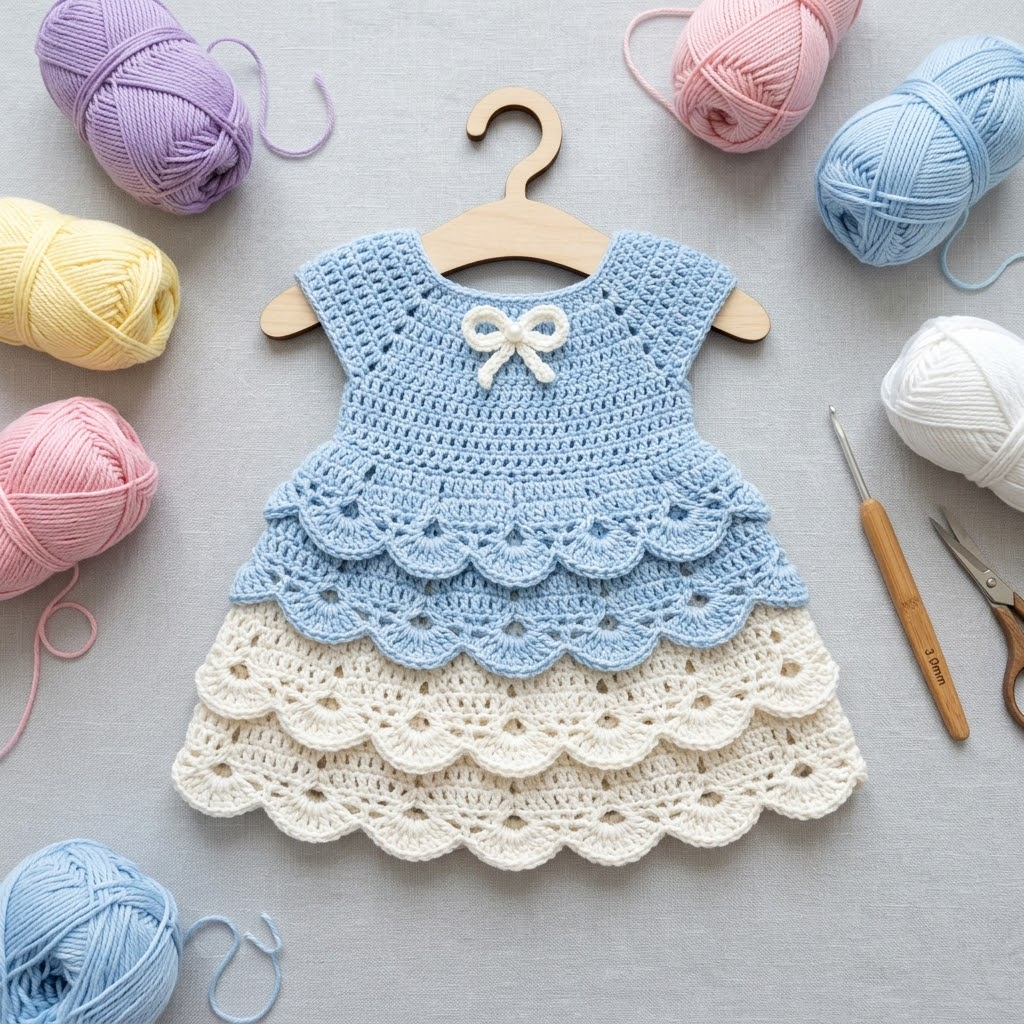 Powder Blue Tiered Baby Dress