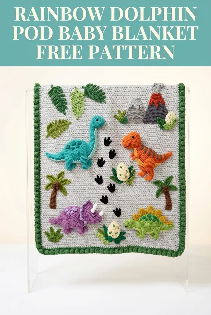 Rainbow Dolphin Pod Baby Blanket Free Crochet Pattern
