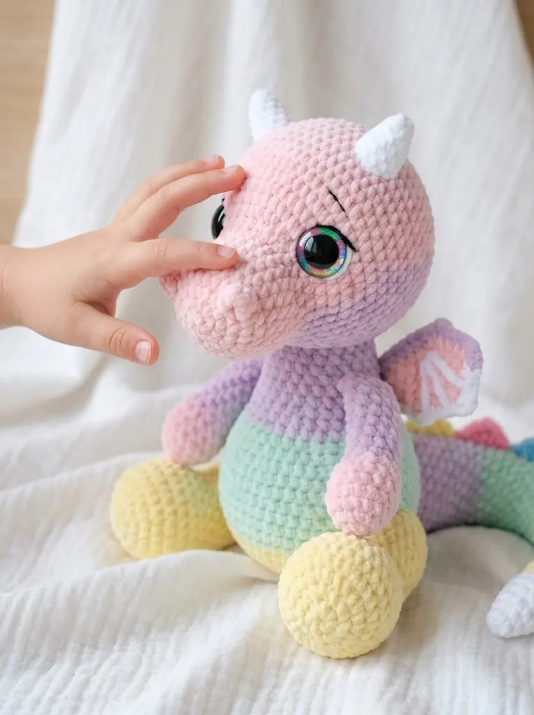 Rainbow Pastel Dragon Amigurumi Plush Free Crochet Pattern