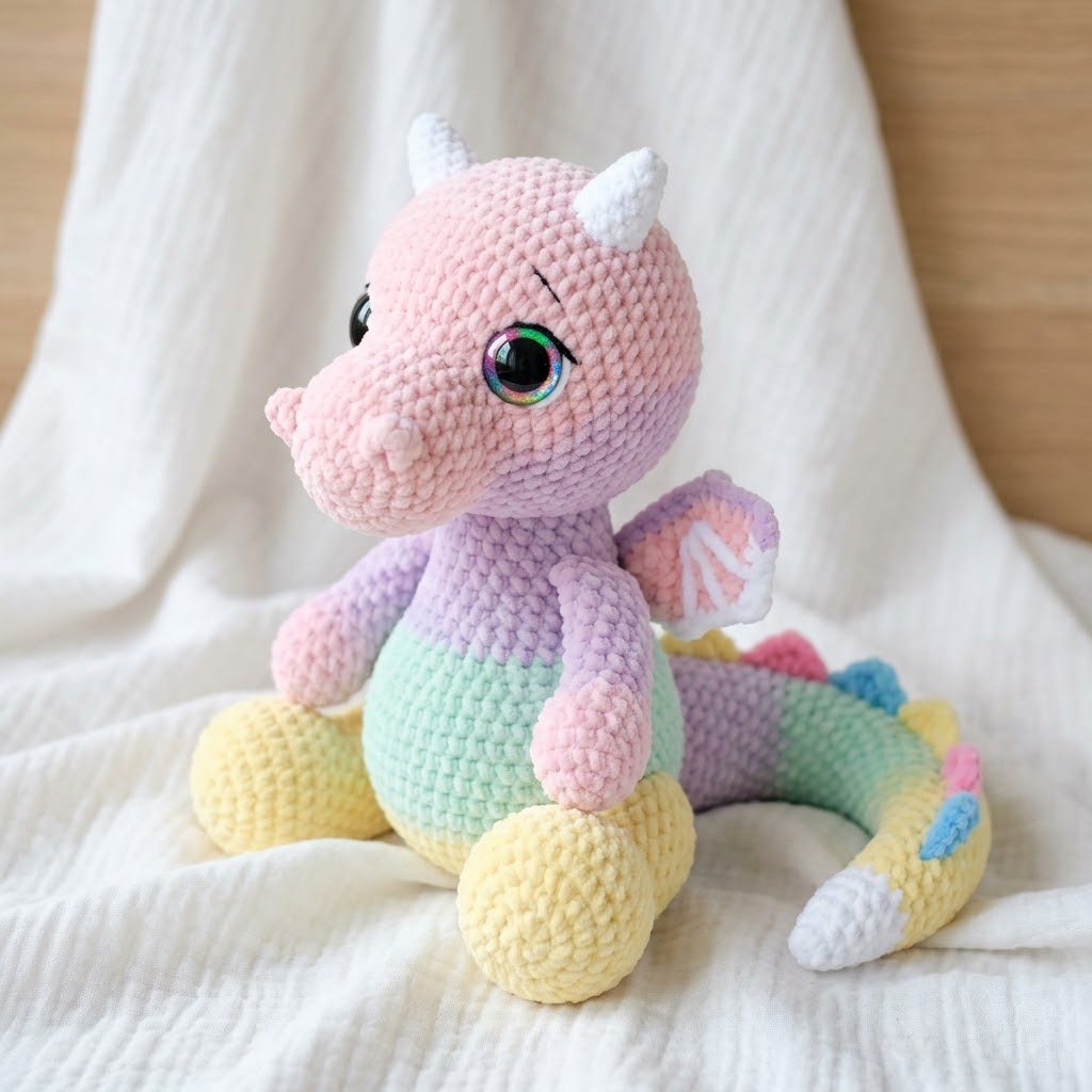 Rainbow Pastel Dragon Plush