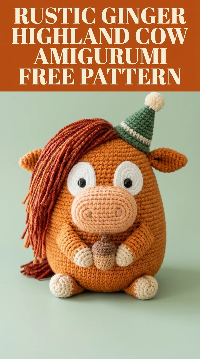 Rustic Ginger Highland Cow Amigurumi Free Crochet Pattern