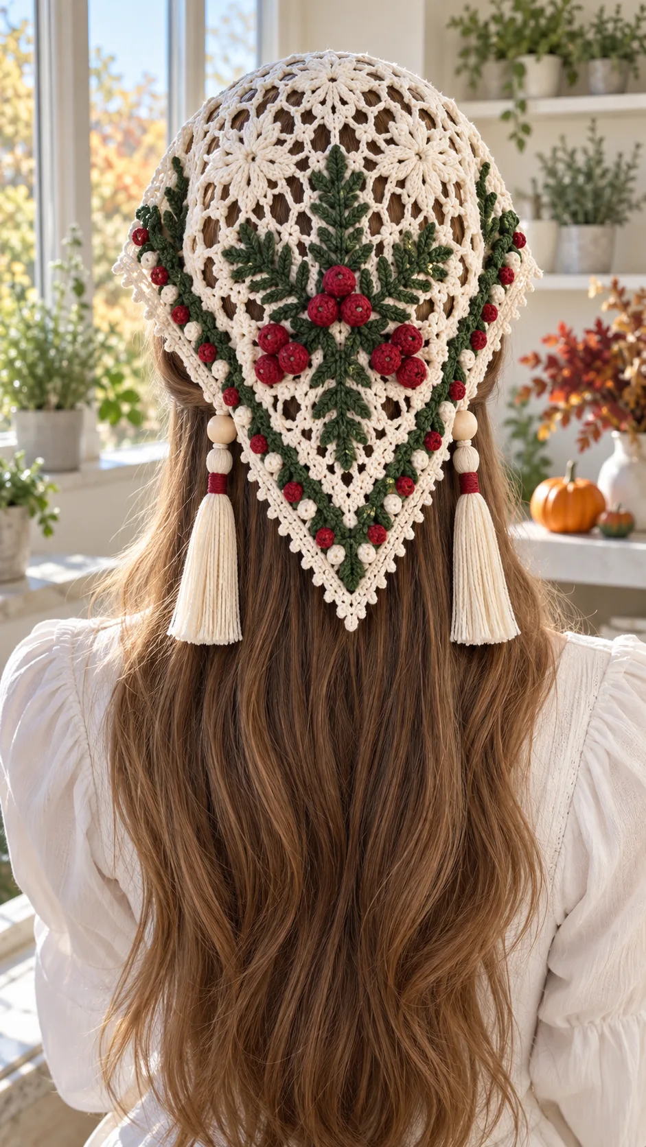 Snowberry Woodland Headscarf Crochet Pattern
